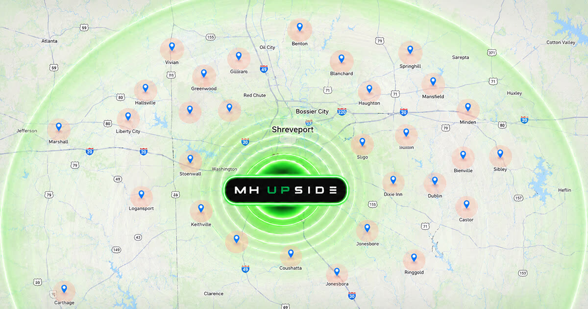 Local marketing coverage map of Louisiana mobile home dealer markets around Shreveport