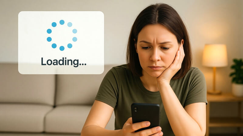 A manufactured home dealer website loading slowly on a phone